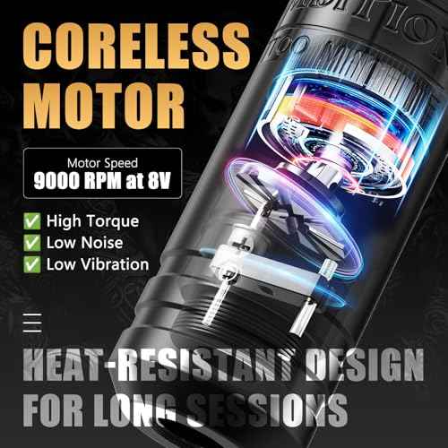 Ambition C1 Tattoo Kit, Cordless Complete Tattoo Gun Kit Pen Machine for Beginners, 7 Adjustable Strokes Rotary Tattoo Supply with Dual 1900 mAh Battery 40pcs Glory Cartridge Needles Set for Starter