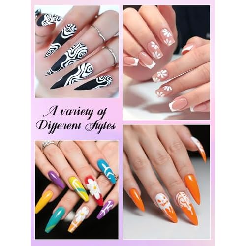 1 PCS White Nail Art Polish Pens, Kalolary 0.5mm Nail Art Markers Nail Point Graffiti Dotting Pen Drawing Painting Liner Brush for DIY Nail Art Beauty Adorn Manicure Tools