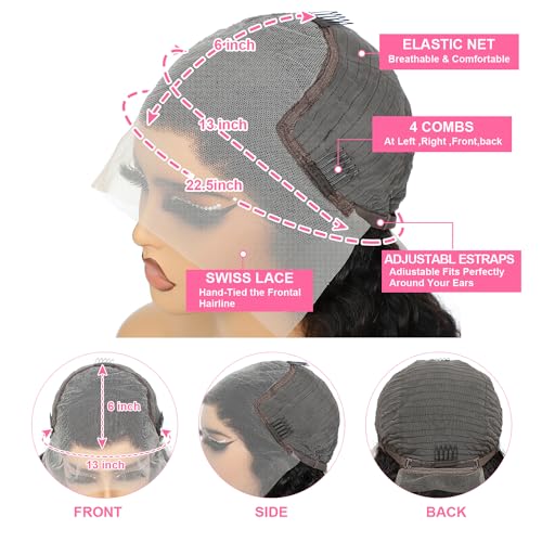 13x6 Lace Front Wigs Human Hair Pre Plucked 210 Density Body Wave HD Lace Front Wigs for Women Human Hair Glueless (Natural Color Body Wave Wig, 20 Inch)