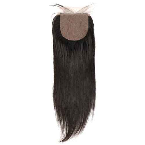 ELIHAIR Silk Base Closure Hair Pieces Brazilian Virgin Human Hair Top Closures with Baby Hair 4 * 4" Free Part Natural Color Straight 12"