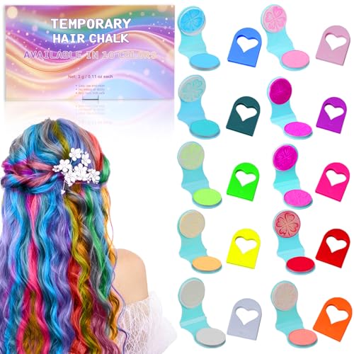Hair Chalk for Girls Colors Washable Temporary Fluorescent Hair Dye Birthday Halloween Christmas Gifts for Girls Kids Age 5-13 Years Old (10 Colors)