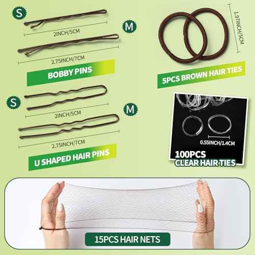 YGDZ Dance Hair Accessories Kit, Ballet Dance Stuff, Hair Nets for Buns, Bobby Pins Brown, Clear Elastic Hair Ties, Dance Competition Must Haves for Ballet Girls Women£¬Brown