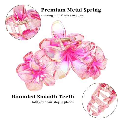 Hawaiian Flower Hair Clips,6 Pcs Large Matte Hair Claw for Women Non-Slip Strong Hold Clips for Thick Hair, Hair Accessories for Women and Girls