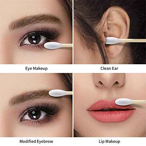 tifanso 500 Count Cotton Swabs, Natural Double Round Strong Wooden Cotton Tip Sticks Buds for Ears, Cruelty-Free Ear Swabs with Storage Box