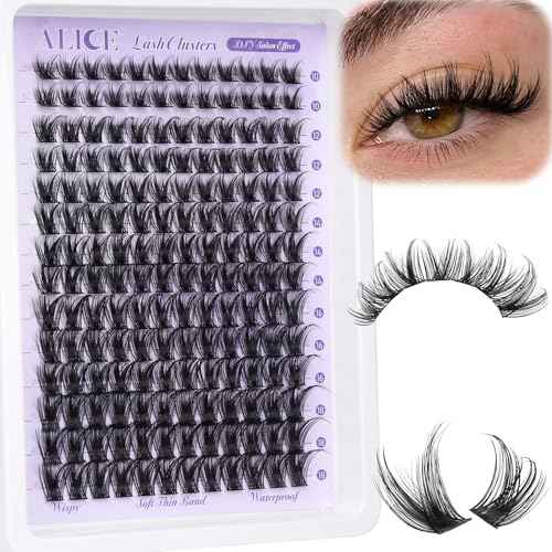ALICE Lash Clusters Wispy Eyelash Clusters 10-18mm 168pcs Cluster Eyelash Extensions Natural Volume Lash Extensions DIY Individual Lashes Clusters with Soft Thin Band