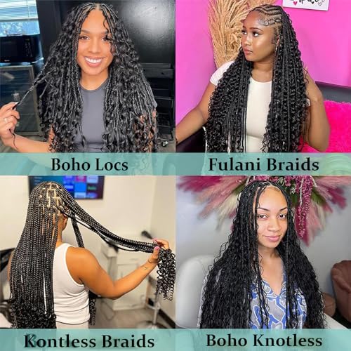 Human Braiding Hair for Boho Braids 100g 26 Inch Deep Wave Bulk Human Hair Braiding Hair Wet and Wavy No Weft Brazilian Virgin Culry Human Hair Extensions for Braiding Black Women 2 Bundles