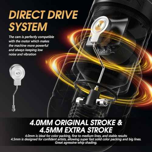 Ambition Soldier 270 Wireless Tattoo Machine, 270 g.cm Torque Brushless Motor Cordless Tattoo Gun, Rotary Tattoo Cartridge Pen with Dual 2400mAh Touchscreen Battery Supply for Artists