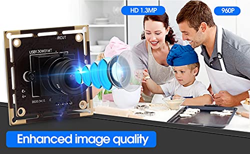 960P Low Light USB Camera Module for Computer Mini UVC USB2.0 Webcam Board 1.3megapixel 0.01Lux Low Illumination USB with Camera AR0130 3.6mm Lens PC Lightburn Camera for Raspberry Pi Laptop Opencv
