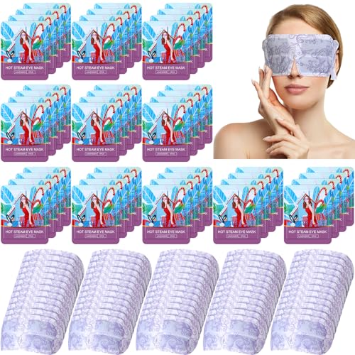 60 Pcs Disposable Steam Eye Mask Bulk for Dry Eyes Self Heating Eye Mask for Spa Sleep Warm Compress Stress Dark Circle Relief Puffiness and Relaxation Gifts (Lavender)