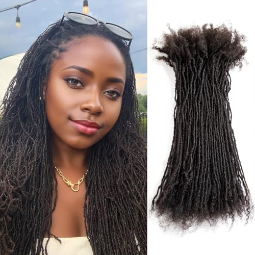 DAIXI Handmade Interlocking Sisterlocks Curly Tips 100% Real Human Hair Permanent Micro Locs Extensions Natural Looking Soft Dreadlocks Can Be Bleached and Dyed.(1B - 0.2cm, 8 Inch 60 Strands)