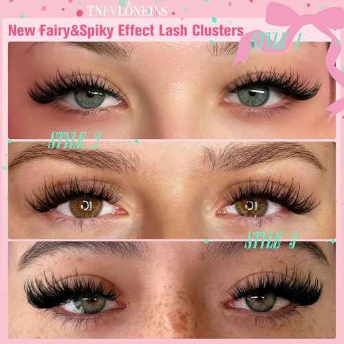 TNFVLONEINS Lash Clusters Wispy Eyelash Clusters Spiky Individual Lashes Clusters D Volume Cluster Eyelash Extensions DIY Lash Cluster Extension Thick Eye Lash Cluster (10-16MM,3 Styles)