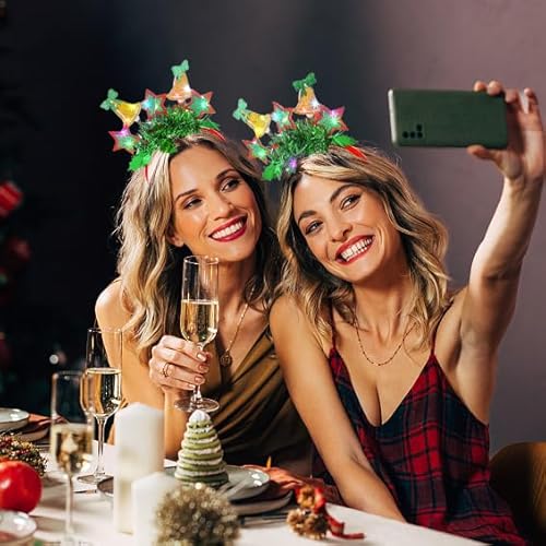 Light Up Christmas Headband LED Glowing Xmas Hairband Holiday Party Hair Accessories for Women