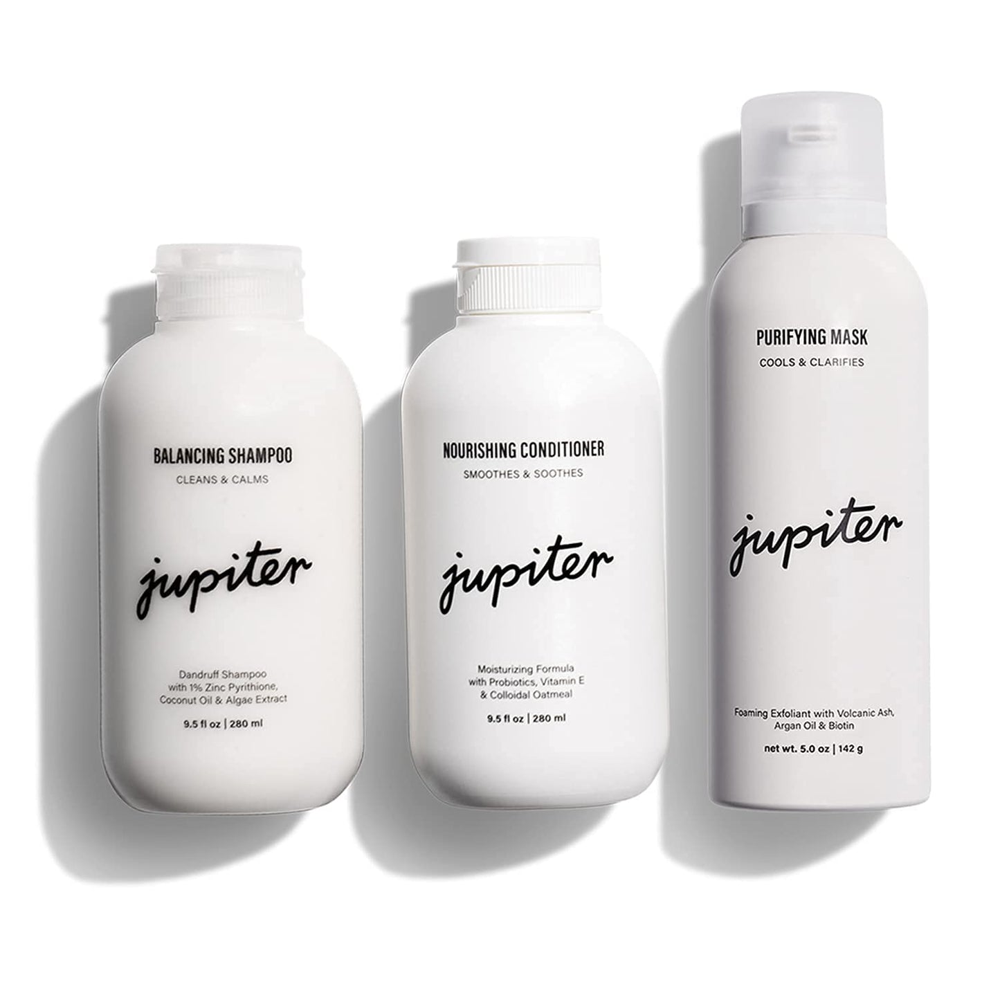 Jupiter Balancing Shampoo, Nourishing Conditioner & Volcanic Ash Scalp Mask Trio - For Dry, Oily, Itchy, Flaky Scalp - Color Safe & Sulfate Free - Vegan