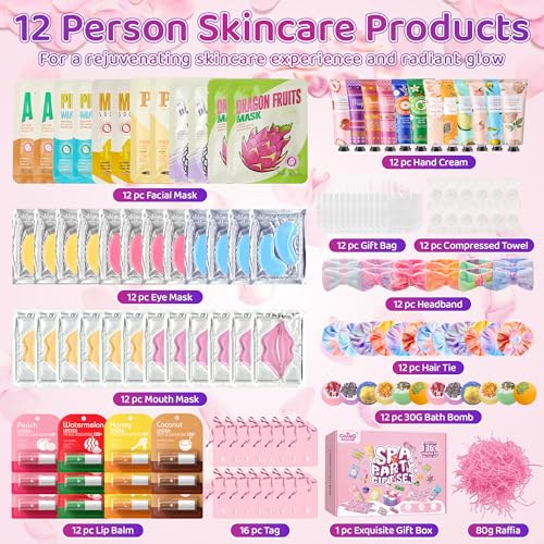136 PCS Party Favors Bags for Eye Mask Lip Balm Hand Cream & Face Mask Skincare, Foot Spa Bath Bomb & Headband, Bachelorette Party, Retirement Graduation, Friendship, Sister & Birthday Gifts for Women