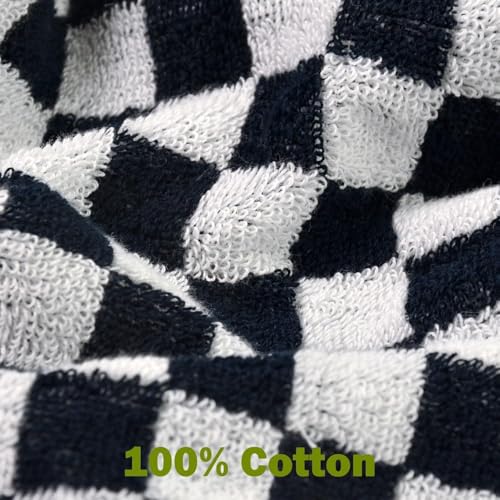 Jacquotha Washcloths 12 Pack in Black and White, Checkered Wash Cloth Set, 13¡± x 13¡±
