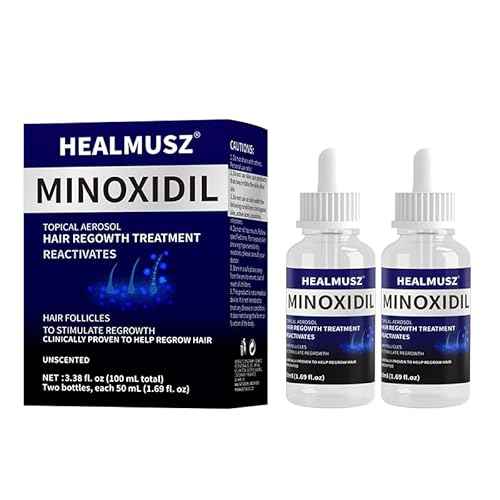 5% Minoxidil for Men & Women, Biotin, Unscented, Red, Unisex-Adults, Hair Growth, Hair Fall Control, 2 Bottles, 100ml (3.36 Fl Oz)