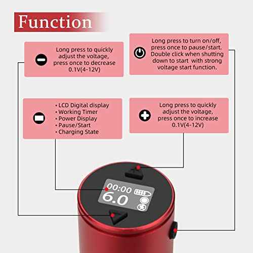 ATOMUS Tattoo Pen Machine Kit with Cordless Tattoo Power Supply Silicone Tattoo Machine Holder 3RL Cartridge Needles 1300mAh RCA Connector LCD Digital Rechargeable Power Supply Set