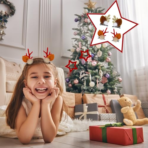 Tigeen 18 Pcs Christmas Hair Clips Cute Accessories Christmas Tree Reindeer Ear Hat Hair Clips Bowknot Barrettes Alligator Cosplay Punk Novelty Hair Accessories for Christmas Cosplay Women (Cute)