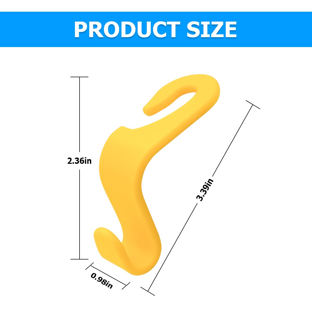 4PCS Car Back Seat Headrest Hooks, Rear Car Seat Storage Headrest Hanger Holder Hooks Organizer, Universal Auto Interior Accessories for Bag Purse Handbag Cloth Coats Grocery (Yellow)