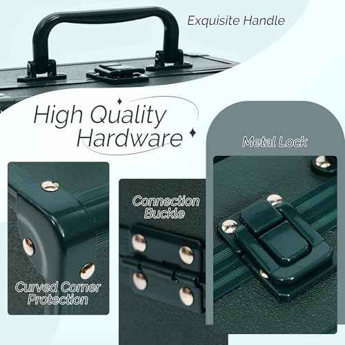 Makeup Train Case 2 Trays Makeup Box Organizer Portable Travel Makeup Case Lockable Makeup Storage Organizer Cosmetic Box for Jewelry Nail Tech Brushes Accessories Tool,Green Pro