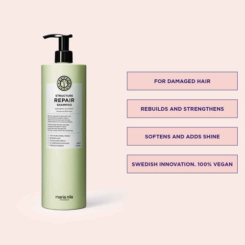 Maria Nila Structure Repair, Shampoo & Conditioner set (2 x 500 ml), For Damaged & Chemically Treated Hair, Algae Extract Rebuilds & Moisturizes, 100% Vegan & Sulfate/Paraben free