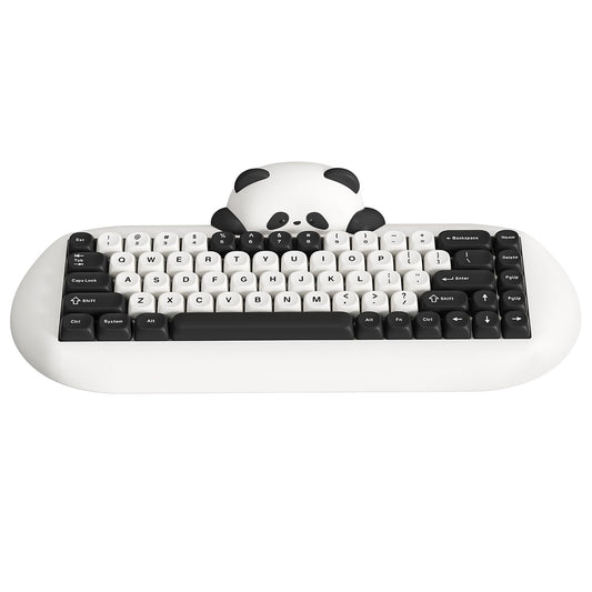 YUNZII C68 Panda Wireless Mechanical Gaming Keyboard, 68 Keys Cute Layout with PBT Keycaps,RGB Backlit, Hot Swappable,Creamy Switches,BT5.0/2.4G/Wired for Win/Mac(White,Panda Switch)