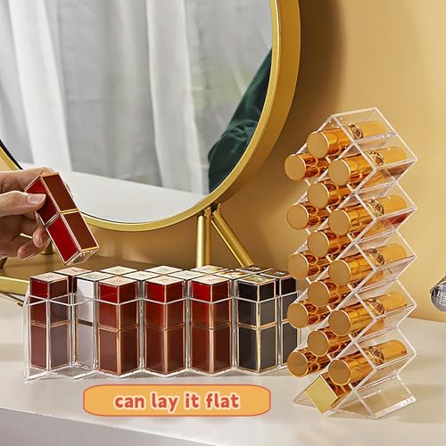 Cedilis 4 Pack Acrylic Lipstick Holder Organizer, 64 Slot Clear Lip Gloss Storage Organizer, Fish Shape Lipstick Display Stand Tower for Cosmetic Makeup and Dresser Display