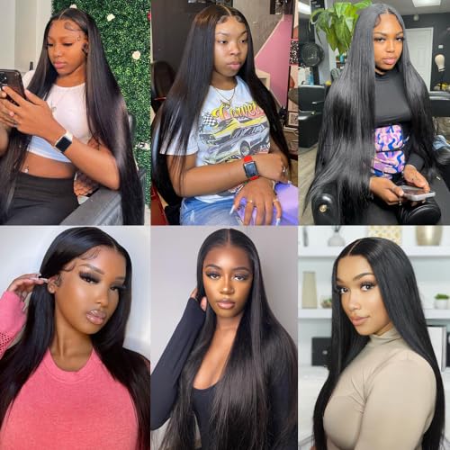 26 Inch Straight Lace Front Human Hair Wig - Pre Plucked 13x4 HD Transparent Frontal, 180% Density, Glueless for Women