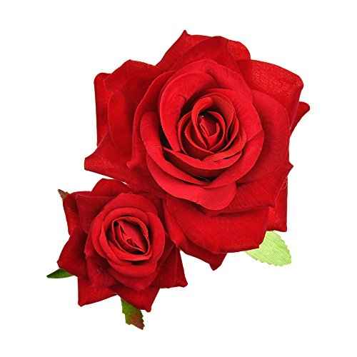 Rose Flower Hair Clip 3D Red Roses Flower Hair Accessories Comb Piece for Girls Women Bride Wedding Hair Clip Flamenco Dancer Hairpins Headwear Barrette Styling Tools Accessories