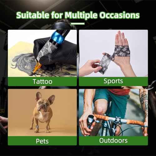 JimKing Tattoo Grip Cover, Tattoo Machine Handle Cover, Self-Adhesiive Tape for Sport Pet Tattoo,Elastic Bandage Wrap Roll Tattoo Machine Supply, 4pcs