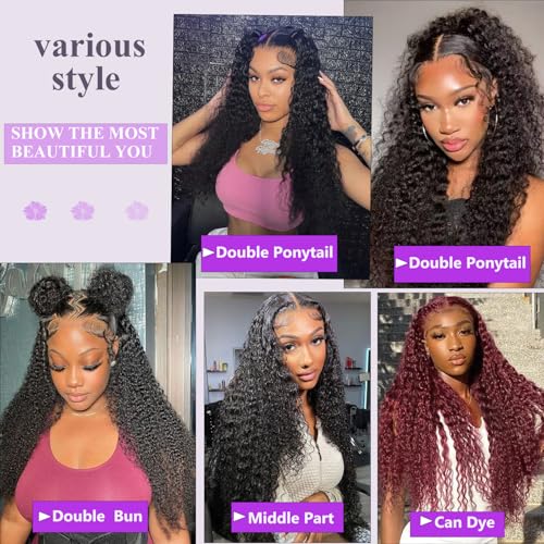 200% Density 34 Inch Deep Wave Lace Front Wigs Human Hair 13X6 HD Lace Frontal Curly Human Hair Wig Fluffy Natural Pre Plucked Wet And Wavy Wigs for Black Women Girl