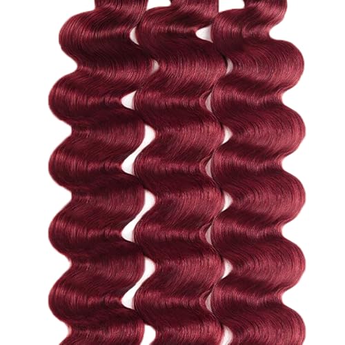 99J Human Hair Bundles Wine Red Body Wave 3 Bundles 20 22 24 inch Burgundy Bundle Human Hair Extensions for Women