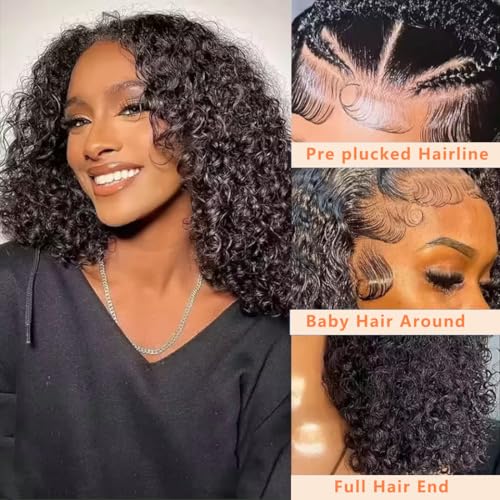 CHUDI Kinkycurly Wig Human Hair 13x6 Lace Front Wigs 250 Density Glueless Wigs Human Hair Pre Plucked With Baby Hair for Black Women Virgin Human Hair 14inch