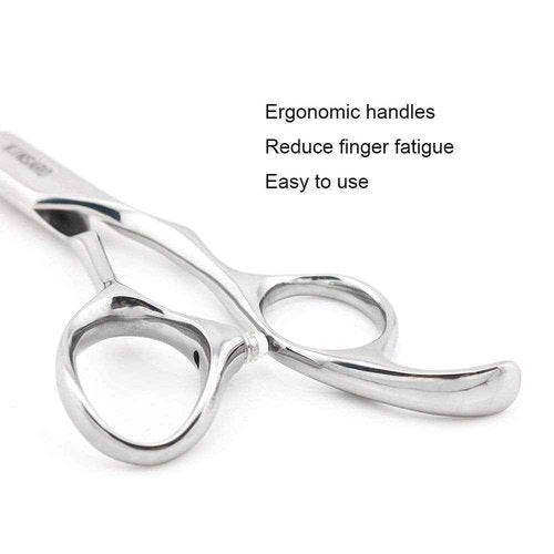 KINSARO 6 Inch Hair Cutting Scissors & 6 Inch Hair Thinning Scissors, V Shape Teeth, Stainless Steel, Silver, Ambidextrous, Thinning, Compact