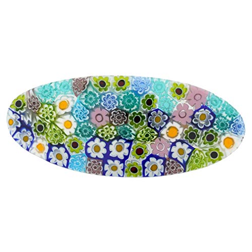 Glass Of Venice Murano Glass Millefiori Oval Hair Clip - Pastels