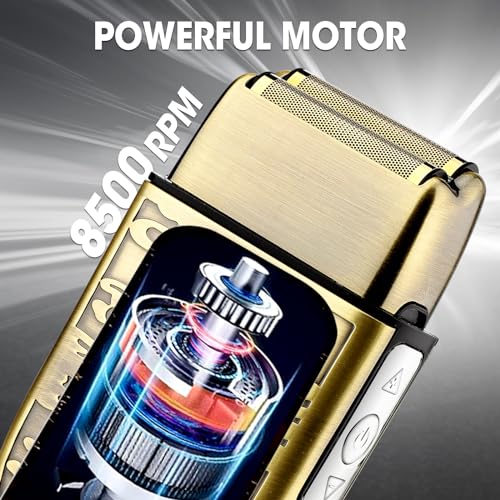 Electric Shavers for Men,3-Speeds Electric Razor,Head Shavers for Bald Men,Double Foil Beard Trimmer,Barber Supplies Waterproof Shaver, Gifts (Bronze-1)