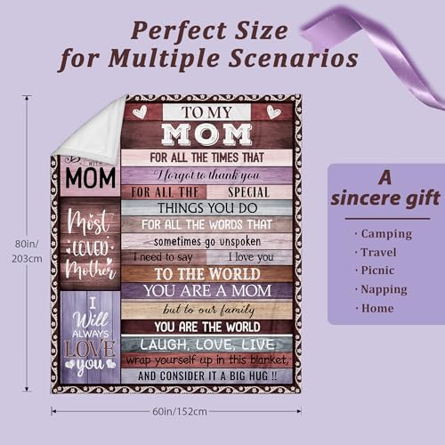 Mothers Day Blanket Gifts for Mom, Mom Birthday Gifts, Mom Gift from Daughter Son, Mom Gift for Christmas Throw Blanket 80"x60", Gifts for Moms who Have Everything