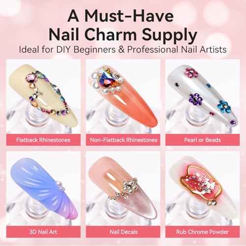 Makartt Nail Rhinestone Glue Set - Gel Nail Glue for Rhinestones, 3D Art Design Super Strong Adhesive for Charm Gems Jewel Crystal Beads Diamonds, 15ml & 8ml, Easy Use, Cured Need