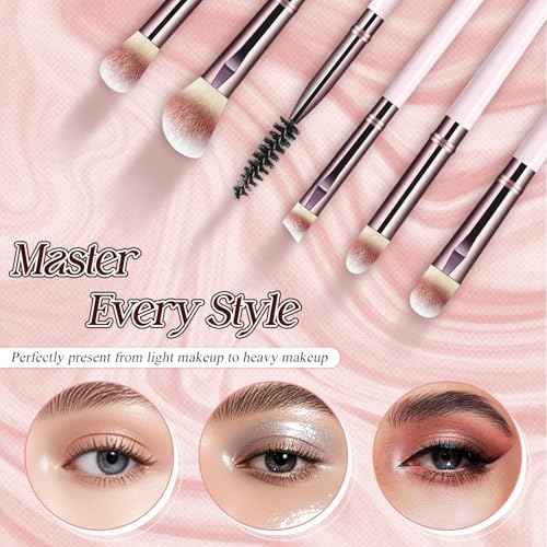 Makeup Brush Set, Premium Synthetic 10 PCS Makeup Brushes, Travel Makeup Brush Set with Soft Hairs, Makeup Brushes Set Professional for Blush, Eyeliner, Eyeshadow, Concealer, and Foundation (Pink)