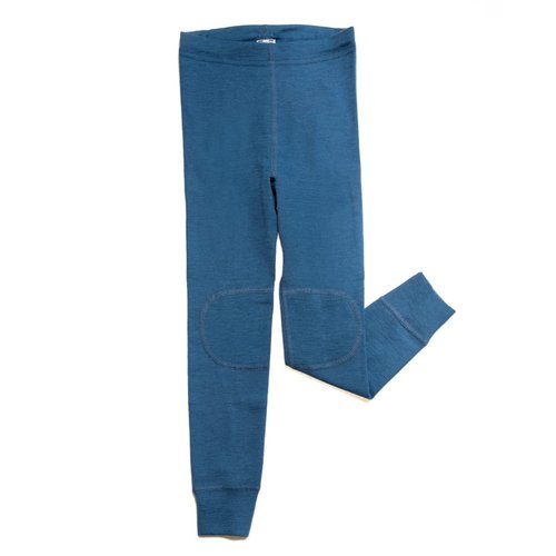 Hocosa Big Kids Organic Wool Long-Underwear Pants (164/14 yr, Solid Blue)