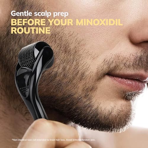 5% Minoxidil Kit for Men and Women with 0.25 mm Derma Roller ? Beard Growth Kit & Hair Regrowth Spray ? Targets Thinning Hairlines, Crowns & Patchy Beards ? 60 mL
