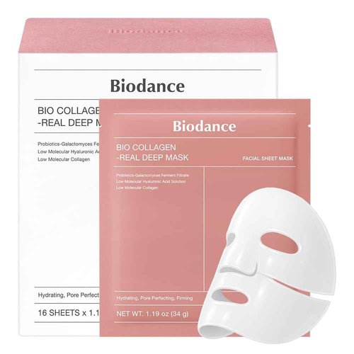 BIODANCE Bio-Collagen Real Deep Mask, Hydrating Overnight Hydrogel Mask, Pore Minimizing, Plumping, Elasticity Improvement, Korean Skincare, Stocking Stuffers for Teen Girls | 1.19oz(34g) x 16ea