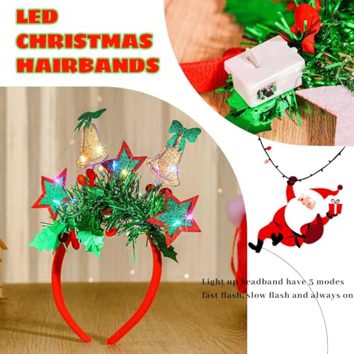 Light Up Christmas Headband LED Glowing Xmas Hairband Holiday Party Hair Accessories for Women