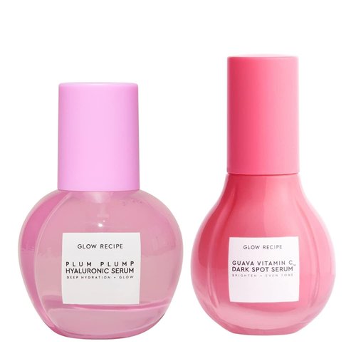 Glow Recipe Brighten + Hydrate Treatment Duo - Guava Vitamin Dark Spot C Serum (30ml) & Plum Plump Hyaluronic Serum (30ml) - Hydrate, Help Diminish the Look of Dark Spots & Even Tone