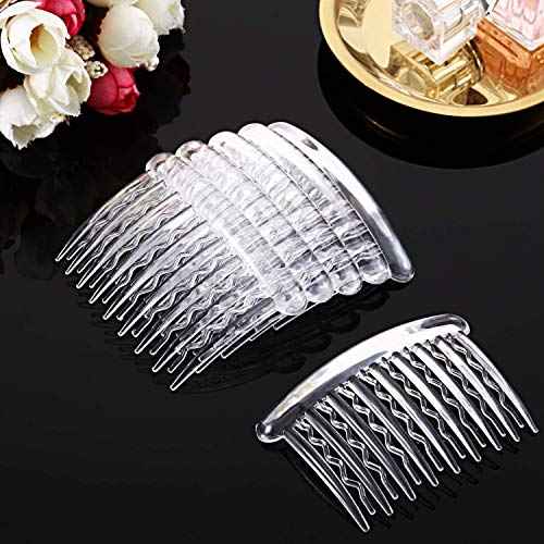 Gejoy 12 Pieces Plastic Teeth Hair Combs Tortoise Side Comb Hair Accessories(Transparent)