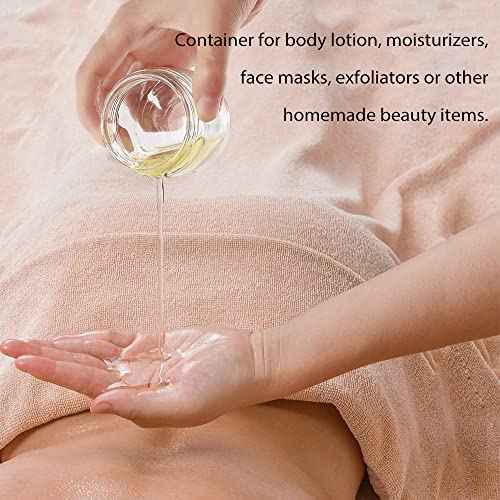 Small Glass Jars with Lids, 4 oz Glass Jars with Plastic Woodgrain Lids & Inner Liners, Reusable Travel Cosmetic Containers for Creams, Makeup, Lotion, Spice- 2 pack