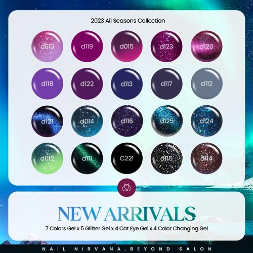 Beetles Cat Eye Gel Polish Set - 24Pcs 20 Colors Glitter Dark Color Changing Gel Nail Polish Kit with Base Gel Glossy Matte Top Coat Soak off UV DIY Nail Art Salon Ombre Black Nails Gift