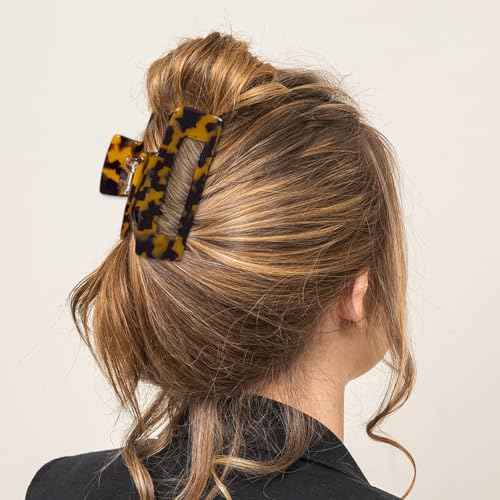 Large Claw Clips 4.1 IN Tortoise Acrylic Stylish Hair Accessories for Thick and Thin Hair 2pc Set Cute Clips for Women Teen Girls (2 Tortoise)