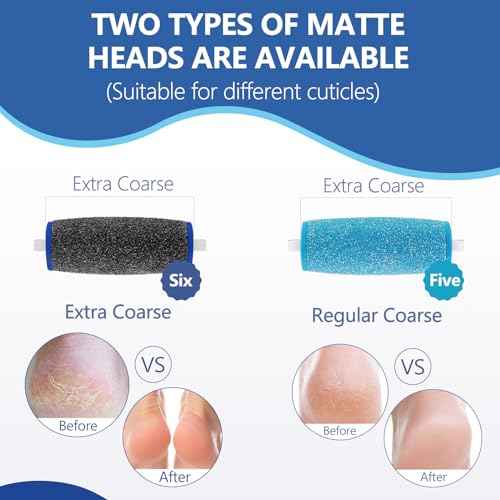 11 Pack Replacement Roller Heads for amop Pedi Perfect Refills Electronic Foot File, Include 6 Extra Coarse & 5 Regular Coarse Replacement Heads Compatible with Amop (Black+Blue)