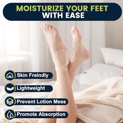 200PCS Plastic Foot Covers for Feet, Leak-Proof Plastic Foot Masks for Moisturizing Feet, Pedicure & Foot Care, 200 Stickers for Snug Closure Included (Fits up to USA 9)